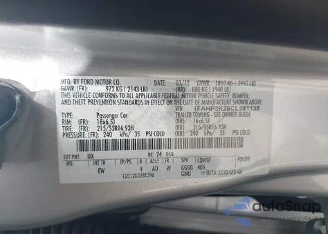 2012 Ford Focus Se from USA, damaged, VIN 1FAHP3K28CL381135